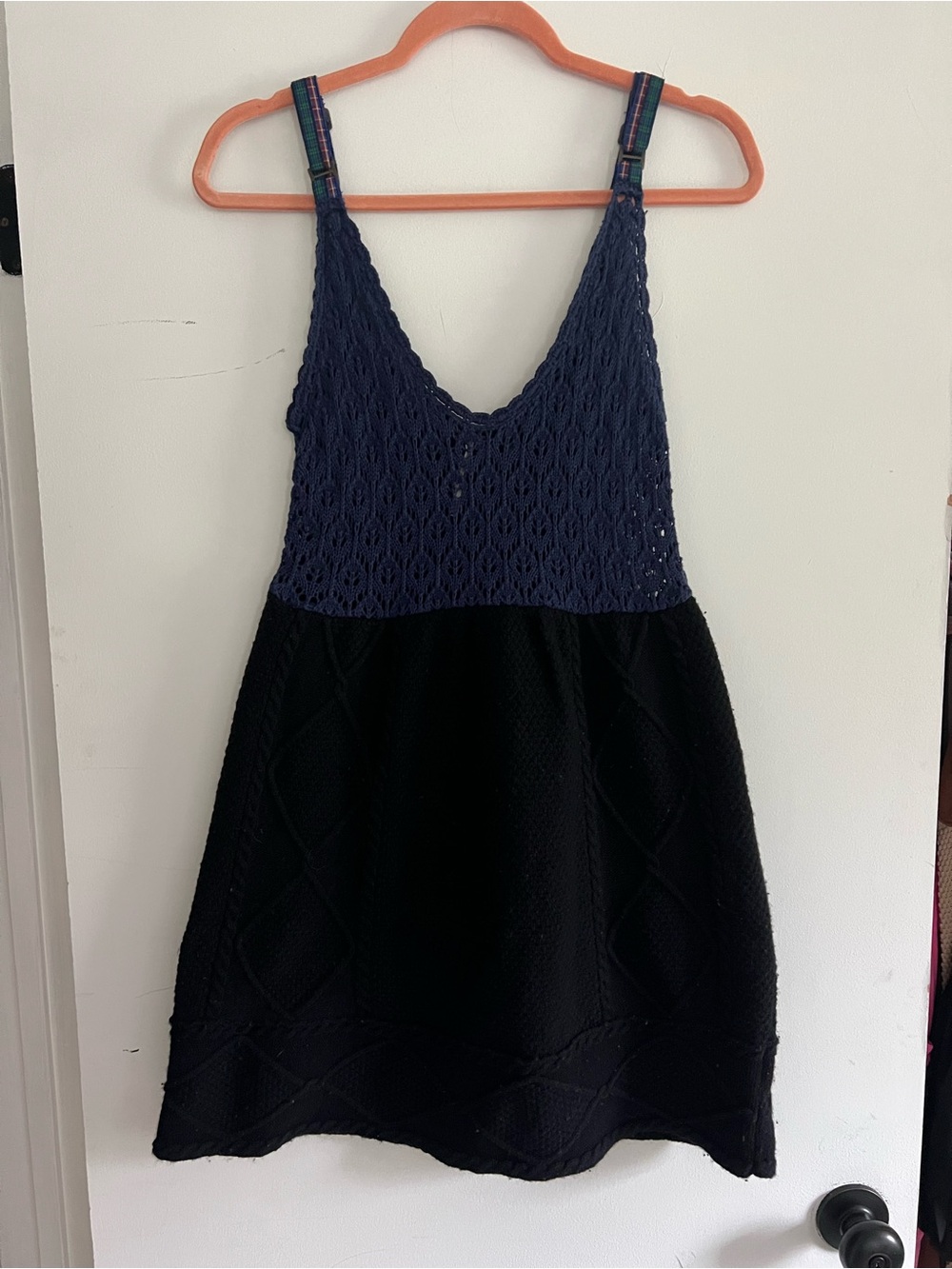 Free Prople Crochet Top Black Knit Skirt Mini Dress